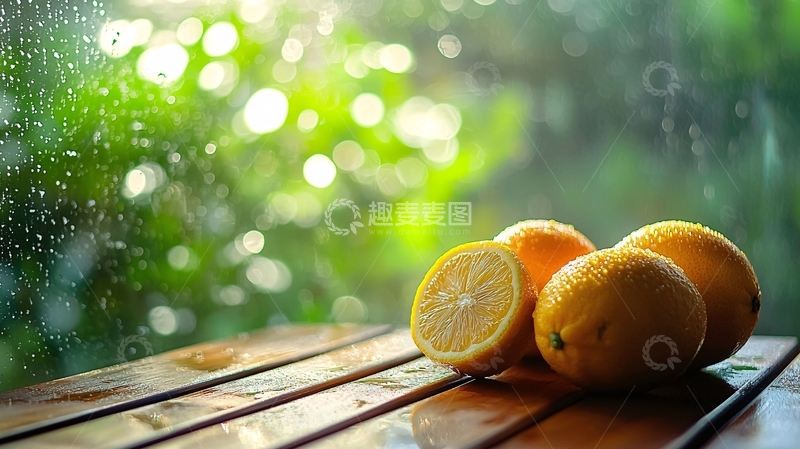高清大图下载【趣麦麦图】雨后阳光下的柠檬