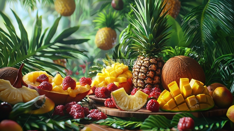 高清大图下载【趣麦麦图】热带水果丰收