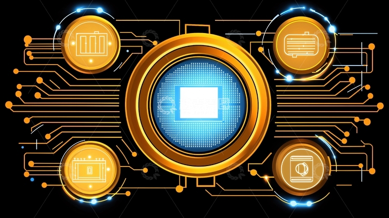 高清大图下载【趣麦麦图】金色科技感区块链