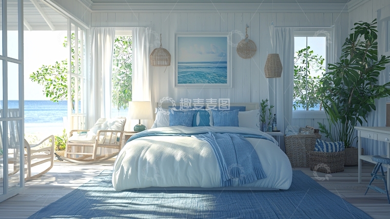 高清大图下载【趣麦麦图】海边度假风卧室