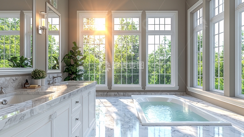 高清大图下载【趣麦麦图】明亮宽敞的浴室