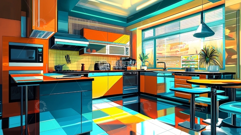 高清大图下载【趣麦麦图】彩色厨房