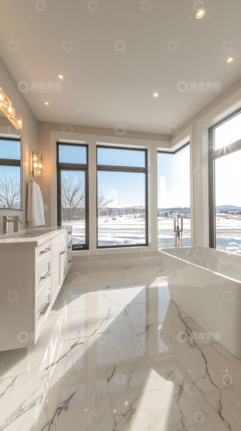 高清大图下载【趣麦麦图】明亮开阔的现代浴室