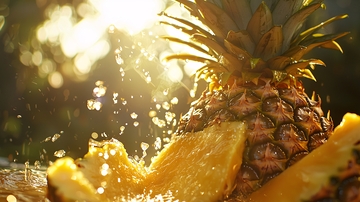 阳光下喷溅的菠萝