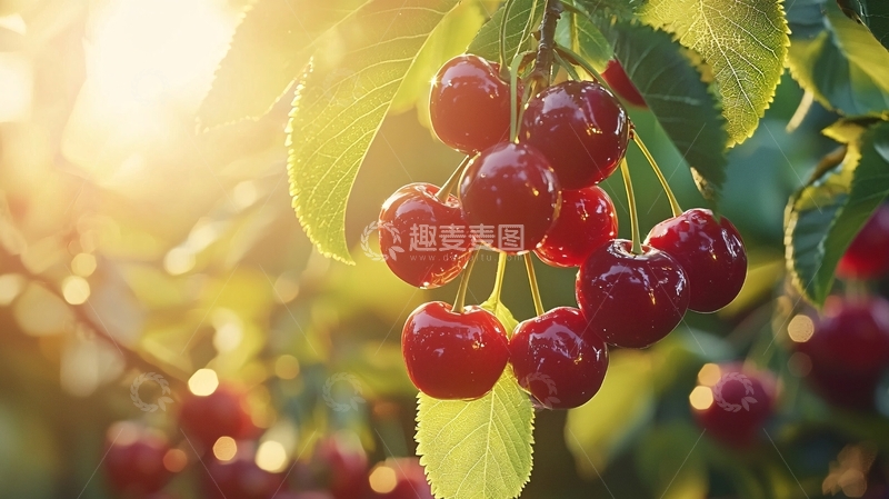 高清大图下载【趣麦麦图】阳光下成熟的红樱桃