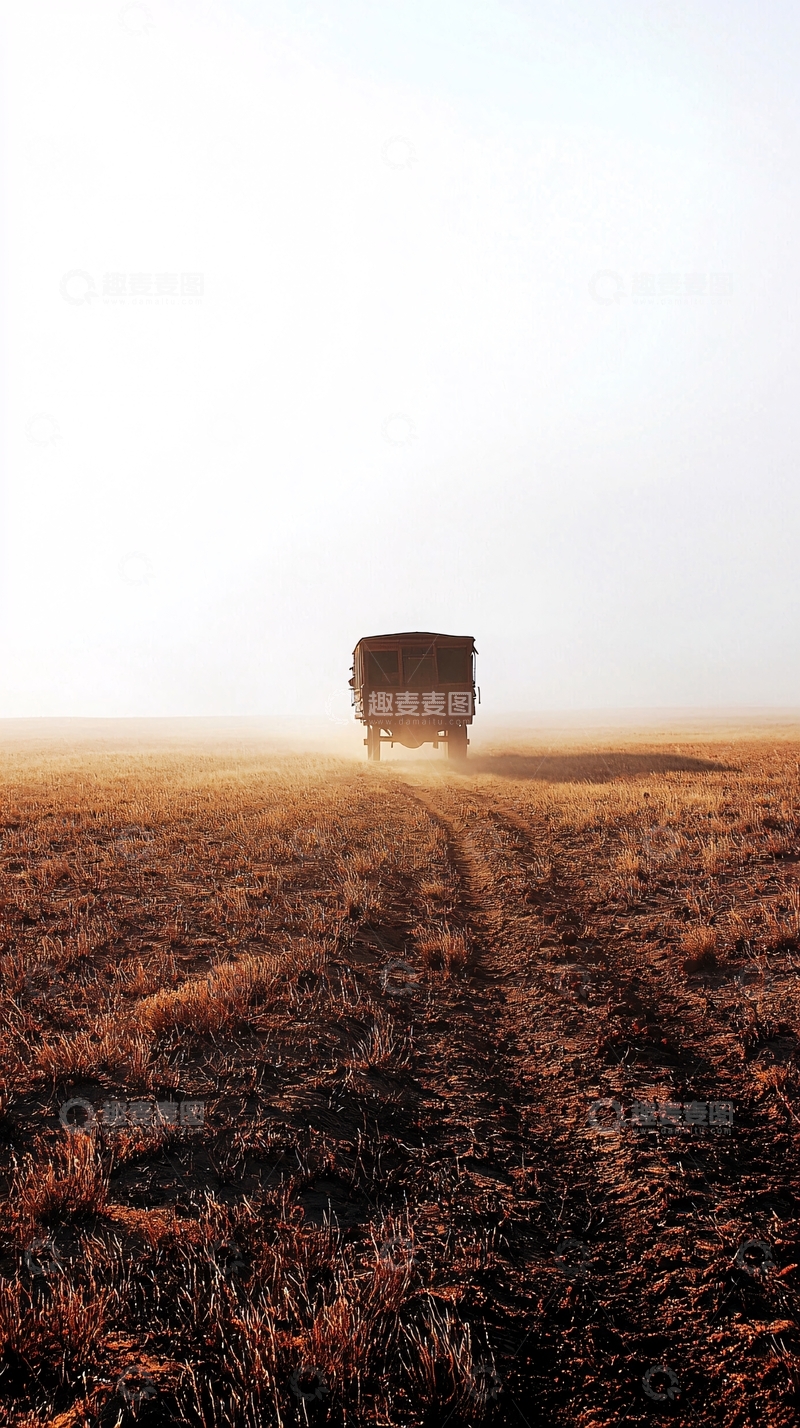 高清大图下载【趣麦麦图】雾中孤独的卡车