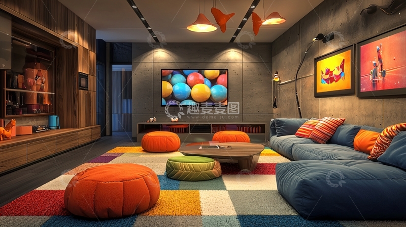 高清大图下载【趣麦麦图】现代风格家庭影院