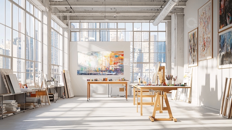 高清大图下载【趣麦麦图】明亮宽敞的艺术工作室
