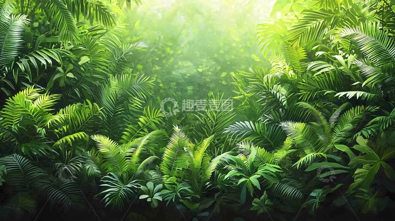 高清大图下载【趣麦麦图】茂密的热带绿色植物