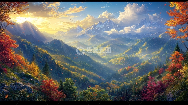 高清大图下载【趣麦麦图】秋日山谷的壮丽景色