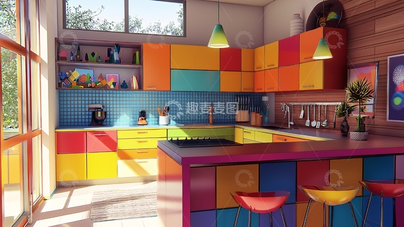 高清大图下载【趣麦麦图】彩色橱柜