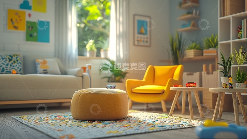 高清大图下载【趣麦麦图】阳光明媚的儿童房