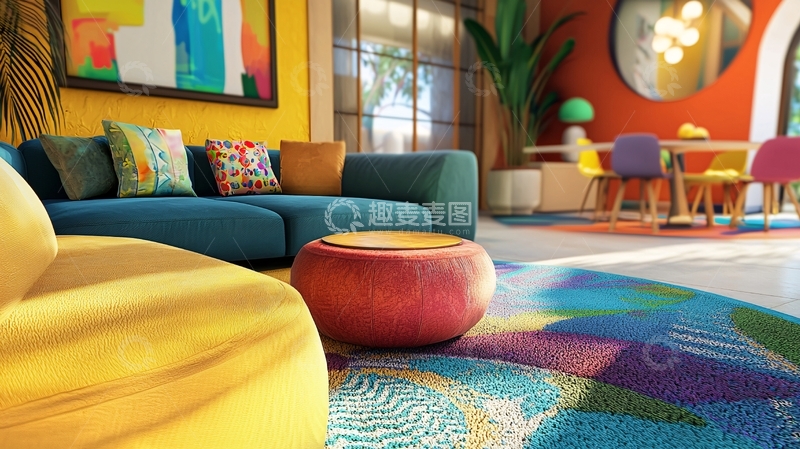 高清大图下载【趣麦麦图】色彩鲜艳的现代客厅
