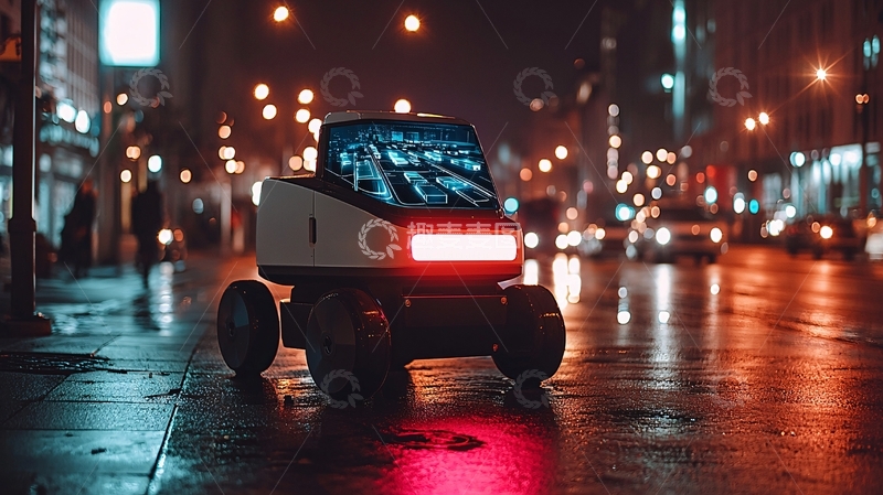 高清大图下载【趣麦麦图】城市街道上的自动驾驶车辆