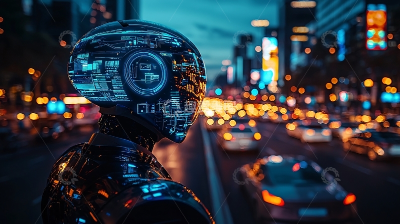 高清大图下载【趣麦麦图】科技感未来战士夜景