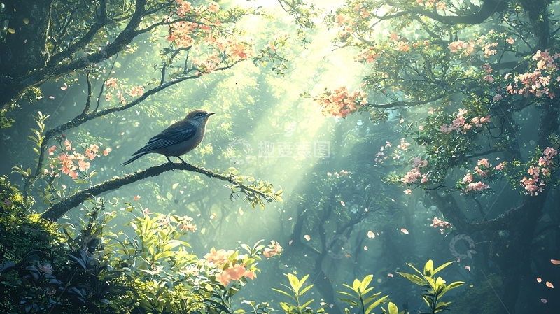 高清大图下载【趣麦麦图】鸟在树枝上