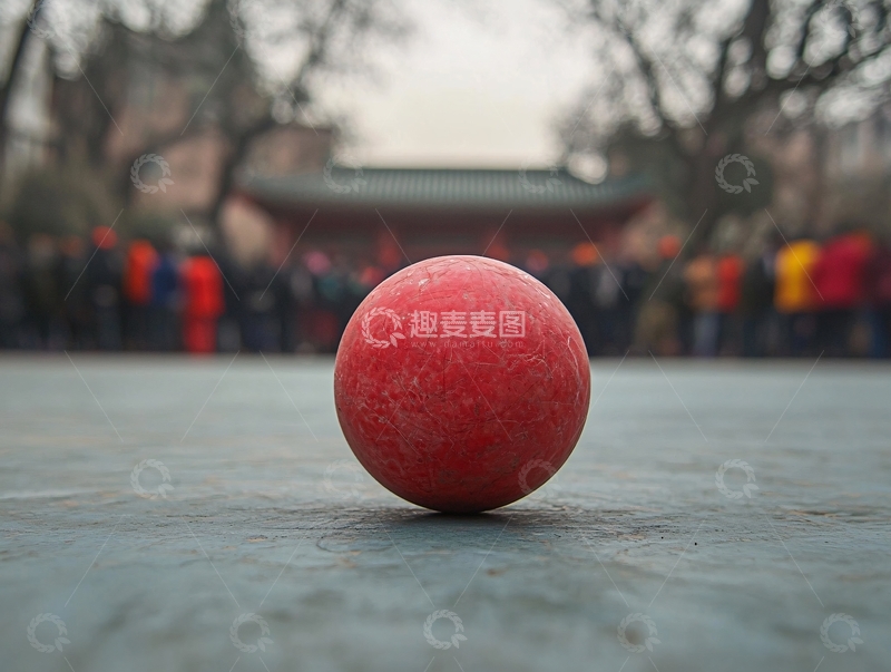 高清大图下载【趣麦麦图】红色球体在灰色地面上