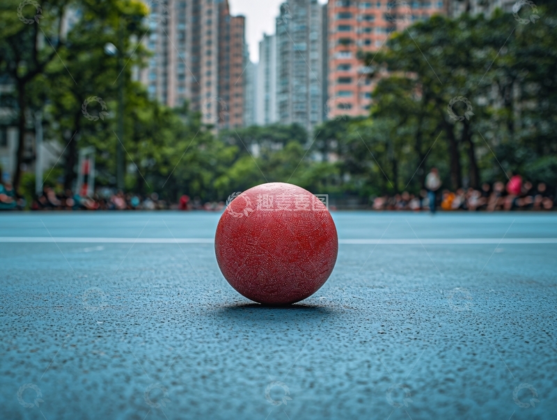 高清大图下载【趣麦麦图】红色球体在蓝色地面