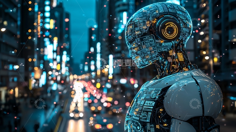 高清大图下载【趣麦麦图】未来城市中的机器人
