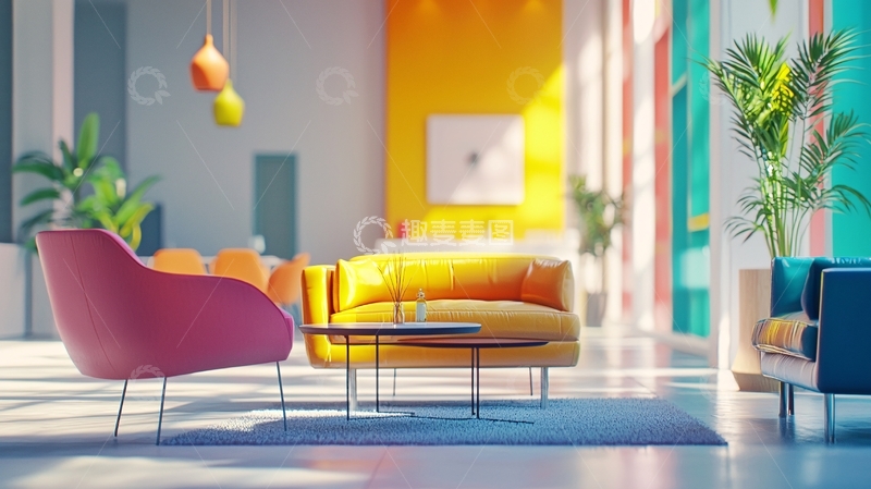 高清大图下载【趣麦麦图】明亮色彩现代客厅