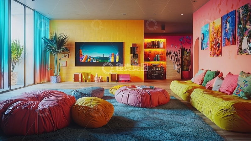 高清大图下载【趣麦麦图】多彩客厅设计