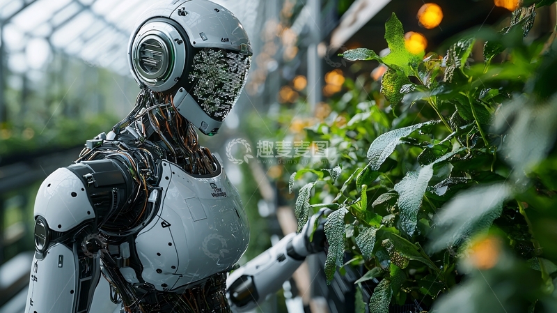 高清大图下载【趣麦麦图】机器人照料植物