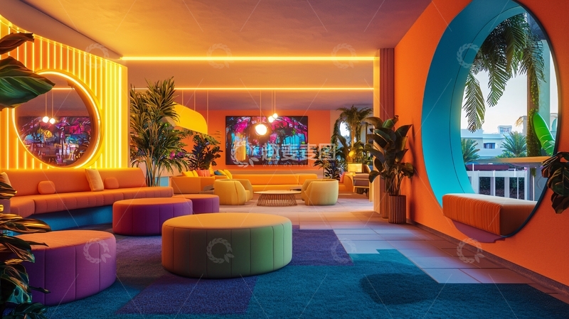 高清大图下载【趣麦麦图】复古潮流酒店大堂