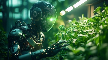 未来机器人照料植物