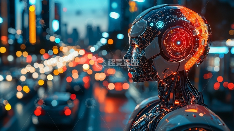高清大图下载【趣麦麦图】未来城市中的机械人