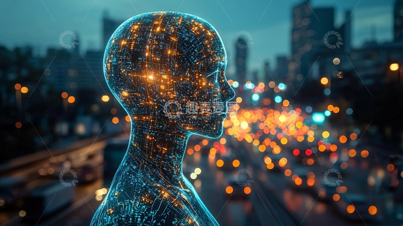 高清大图下载【趣麦麦图】科技感城市夜景人像