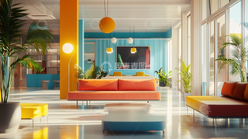 高清大图下载【趣麦麦图】明亮色彩的现代室内设计