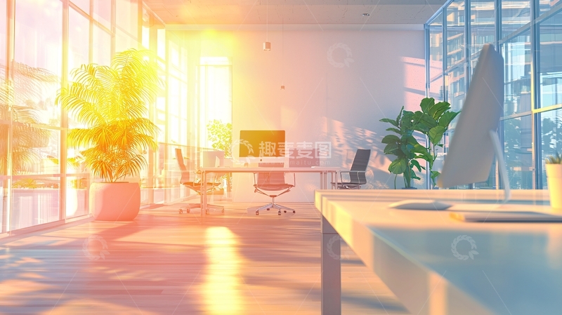 高清大图下载【趣麦麦图】阳光洒进现代化办公室