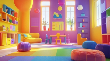 色彩斑斓的儿童游戏室