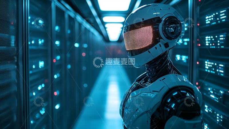 高清大图下载【趣麦麦图】未来科技感机器人数据中心