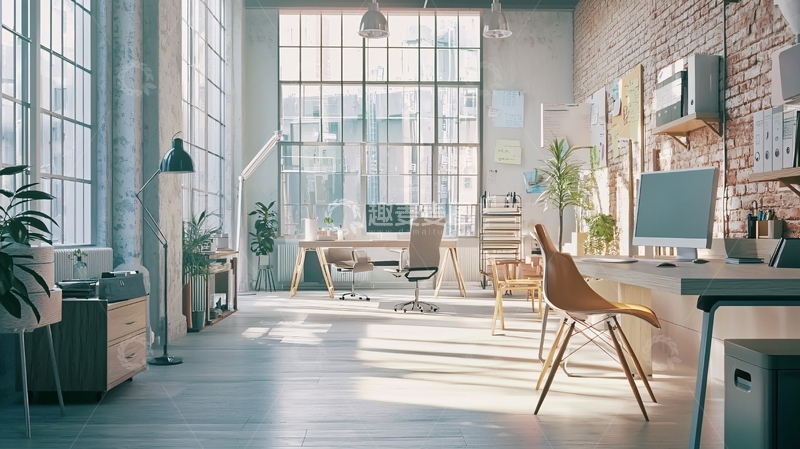 高清大图下载【趣麦麦图】阳光洒进loft风格办公室