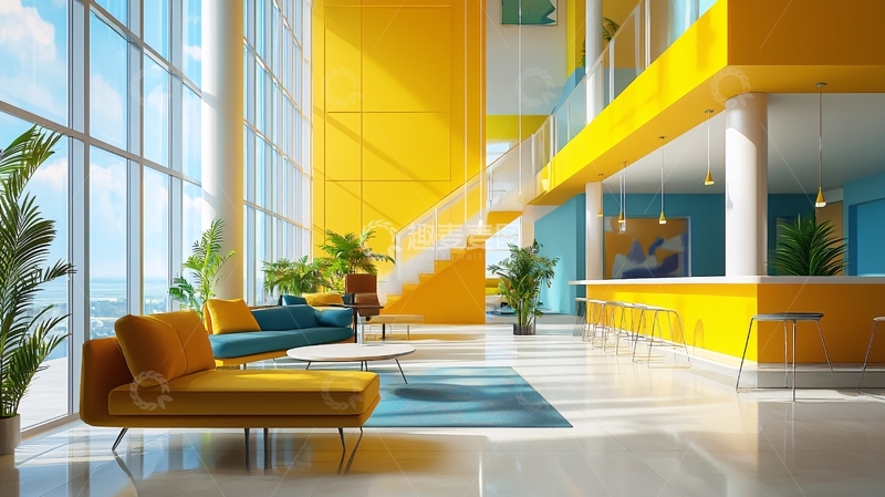 高清大图下载【趣麦麦图】明亮黄色空间室内设计