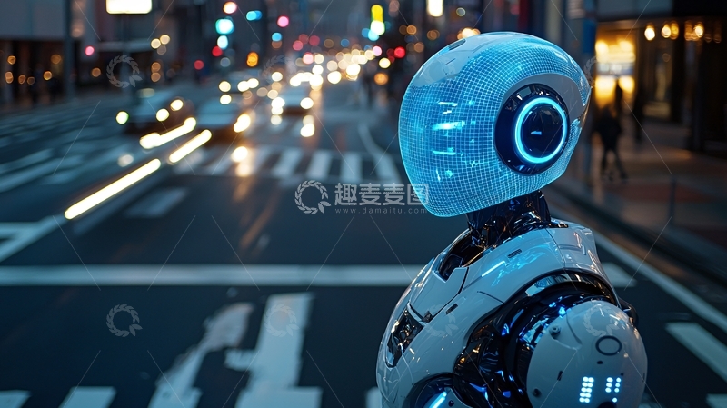 高清大图下载【趣麦麦图】未来科技机器人城市夜景