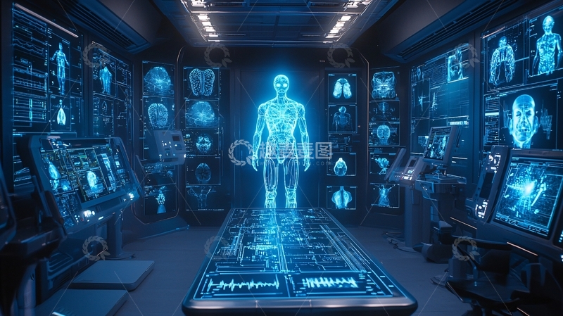 高清大图下载【趣麦麦图】未来科技感的医疗诊断室