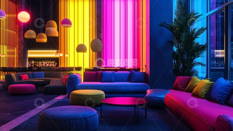 高清大图下载【趣麦麦图】霓虹灯酒吧室内设计