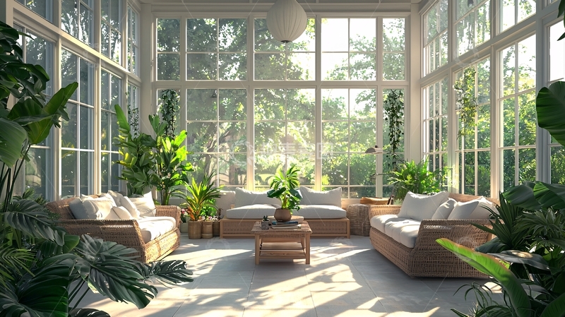 高清大图下载【趣麦麦图】阳光洒满的室内花园