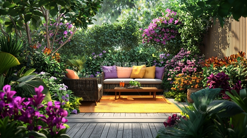 高清大图下载【趣麦麦图】热带花园休闲区