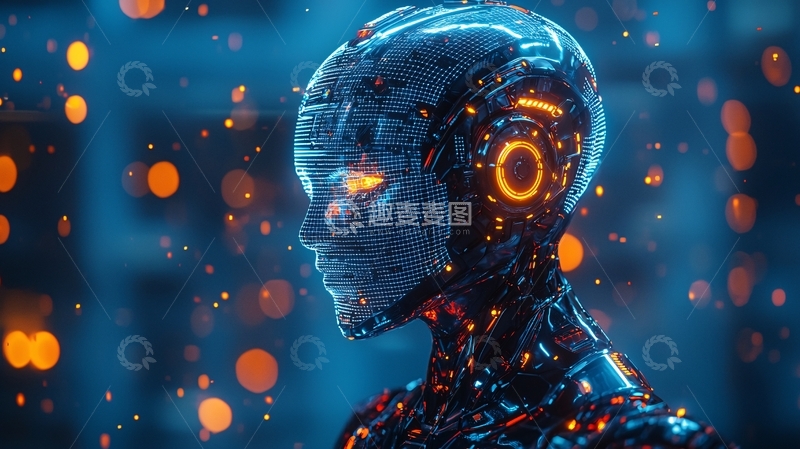 高清大图下载【趣麦麦图】未来科技感的机器人侧脸