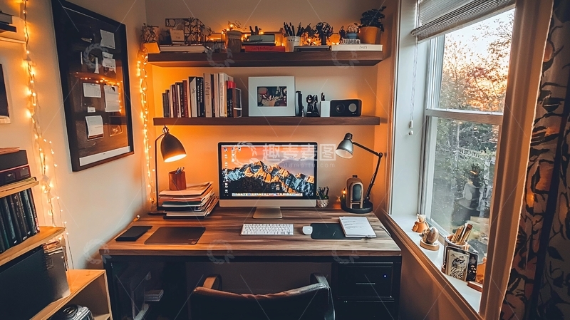 高清大图下载【趣麦麦图】-温暖舒适的居家办公桌