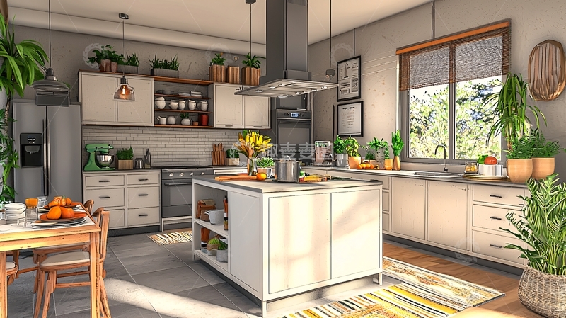 高清大图下载【趣麦麦图】现代简约开放式厨房