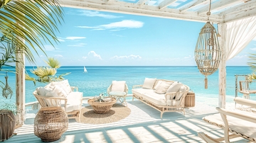 海边度假别墅阳台景色