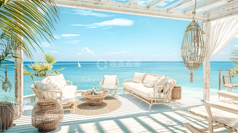 高清大图下载【趣麦麦图】海边度假别墅阳台景色