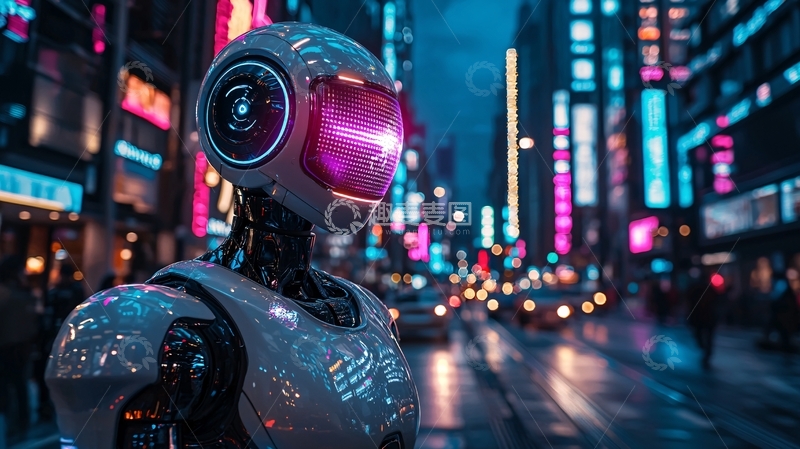 高清大图下载【趣麦麦图】未来城市中的机器人