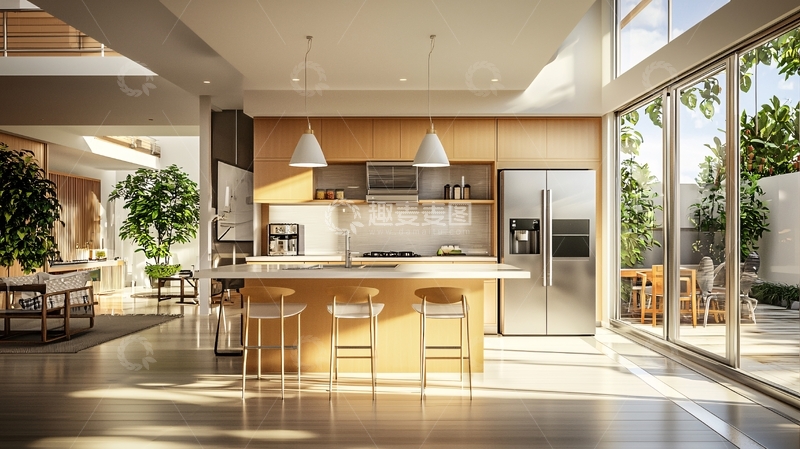 高清大图下载【趣麦麦图】现代简约开放式厨房