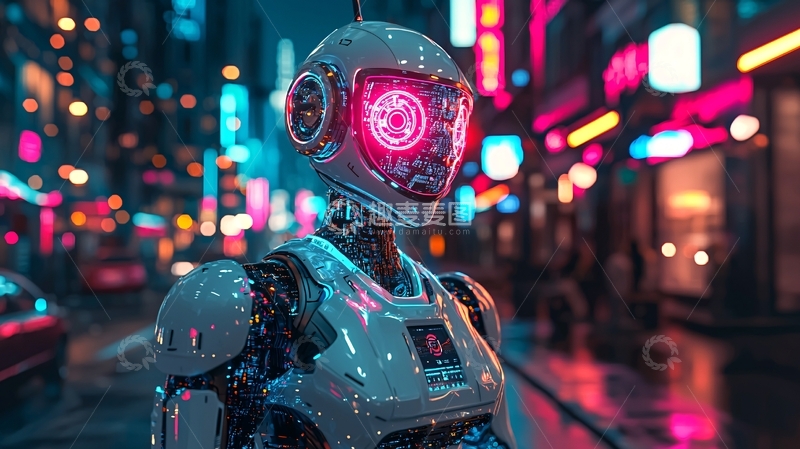 高清大图下载【趣麦麦图】未来都市里的机器人女性