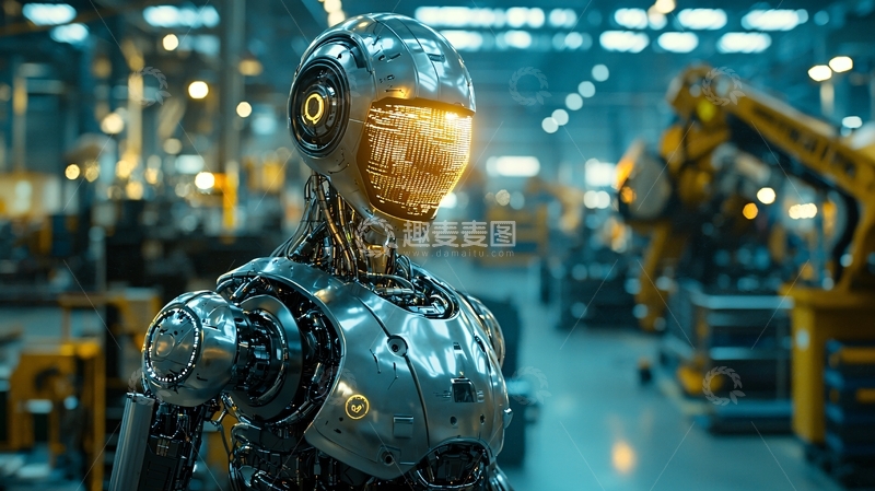 高清大图下载【趣麦麦图】未来工厂里的机器人